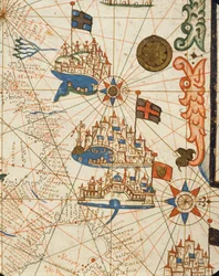 Marseille, Genua und Venedig, aus einem nautischen Atlas, 1646 (Detail)